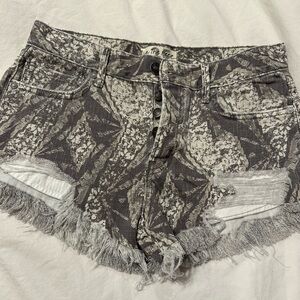 We The Free printed denim cut offs